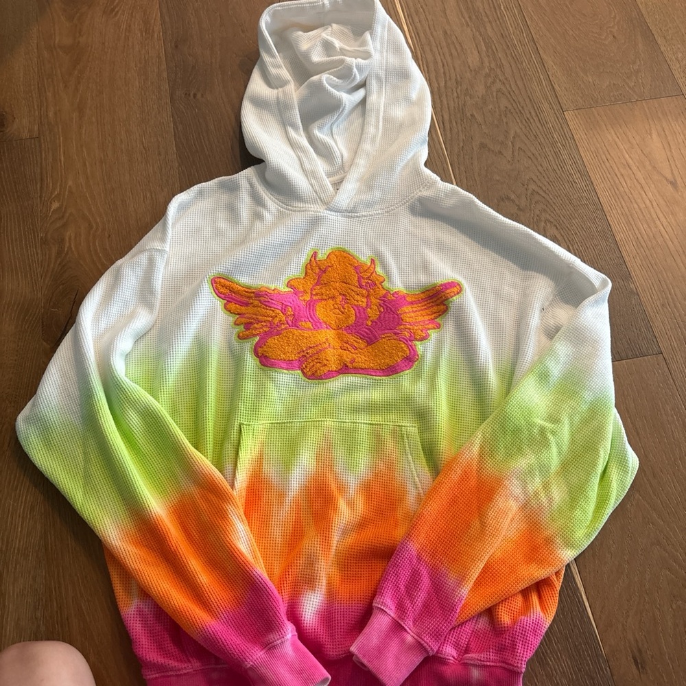 Boys Lie White and Multicolor Tie-Dye Hoodie